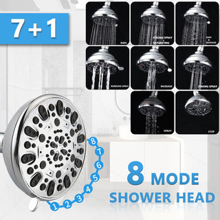 Sunvega No-Tool Installation 5 Inch Rain Shower & 7-Spray Handheld Combo with Slide Bar