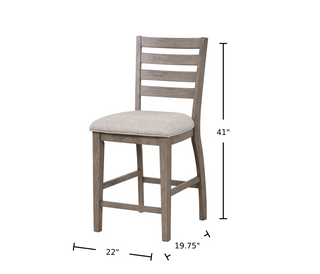 Sunvega Rustic Gray Upholstered Polyester Fabric Ladderback Counter Stool Set