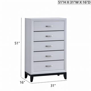 Sunvega White Laminate Nightstand with Wood Grain Detailing and Two Spacious Drawers