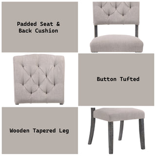 Sunvega Bernard Beige Linen and Weathered Gray Oak Finish High-Back Side Chair Set of 2