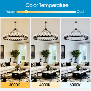 Sunvega 64 Inch Matte Black Wagon Wheel Chandelier With 30 E26 Lights