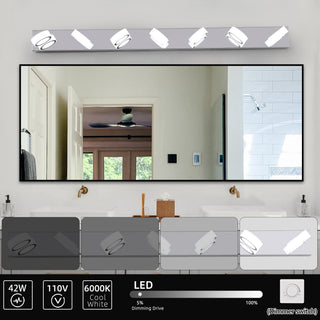 Sunvega Dimmable 5-Light LED Vanity Fixture with 360° Rotatable Design for Bathroom