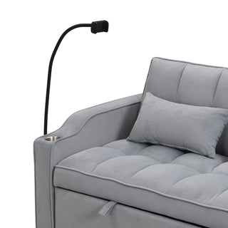 Sunvega Modern Velvet Loveseat Futon Sofa with Pullout Bed Adjustable Reclining Backrest