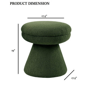 Sunvega Green Contemporary Accent Stool with Mushroom Shape Design and Teddy Fabric