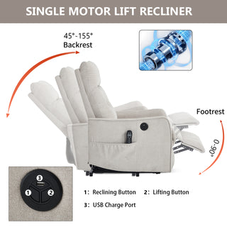 Sunvega Single Motor Power Lift Recliner Chair with Massage and Heat for Elderly