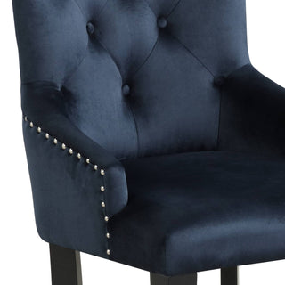 Sunvega Blue Fabric Upholstered Dining Chair with Antique Platinum Finish