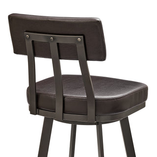 Sunvega Brown Metal Counter Stool with 360 Swivel and Chocolate Faux Leather