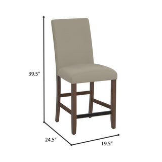 Sunvega Walnut Brown Transitional Style Upholstered Barstools Set of 2
