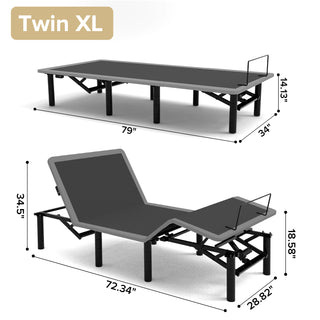 Sunvega Adjustable Bed Frame with Massage Head & Foot Incline Twin XL Size Wireless Remote