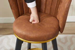 Sunvega 360 Swivel Counter Stools Set of 2 with Upholstered Backs and Goldy Footrest