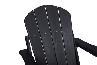 Sunvega Folding Adirondack Chair Set with Wood Texture and Side Table in Navy Blue