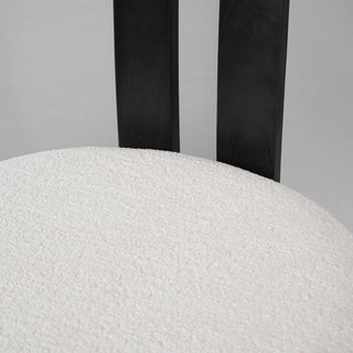 Sunvega Rubber Wood Dining Chair with Plush Cashmere Fabric and Circular Backrest