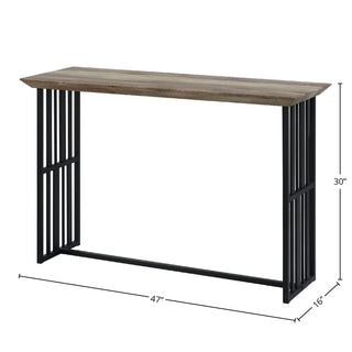Sunvega Industrial Antique Oak & Black Finish Nightstand with 2 Open Compartments