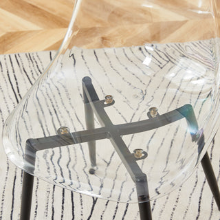 Sunvega Modern Minimalist Transparent PET Plastic Dining Chair with Gold Plated Legs