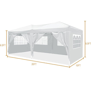 Sunvega 10x20 Pop Up Canopy Tent with 6 Removable Sidewalls and Carry Bag