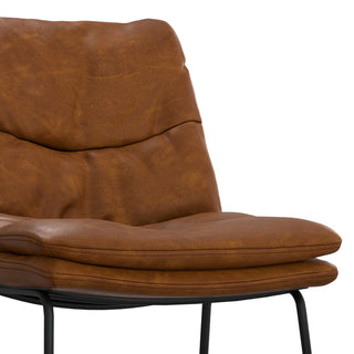Sunvega Camel Brown Vegan Faux Leather Upholstered Counter Height Stool Set of 2