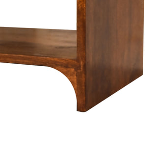 Sunvega Solid Mango Wood Chestnut Nightstand with Drawer and Shelf