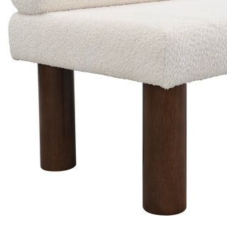 Sunvega Boucle Fabric Upholstered Dining Bench with Rubber Wood Legs 330 LBS Support