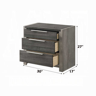 Sunvega Contemporary Gray Finish Wooden 3-Drawers Nightstand Bedside Table
