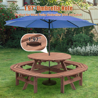 Sunvega Fir Wood Picnic Table with 2 Benches 75 Inch Dining Surface 2220lb Capacity