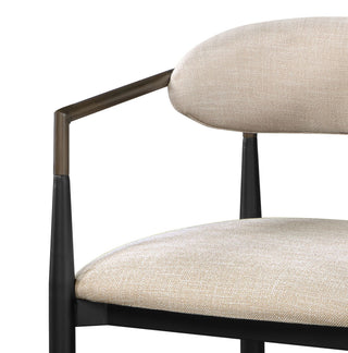 Sunvega Beige and Black Armchair with Open Back and Straight Leg Design