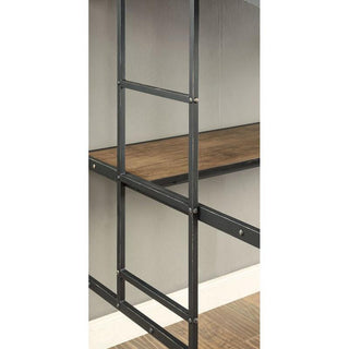 Sunvega Industrial Twin Over Workstation Bunk Bed With Wood Panels And Nailhead Trim