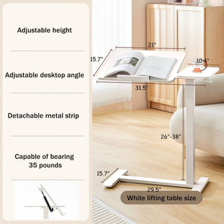 Sunvega Height Adjustable Folding Overbed Bed Table with Wheels for Laptop and Meals
