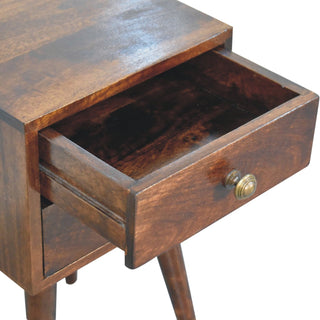 Sunvega Solid Mango Wood Bedside with Two Drawers and Scandinavian Legs