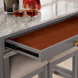 Sunvega Black Dining Table with Side Storage Shelves and Boucle Fabric Stools