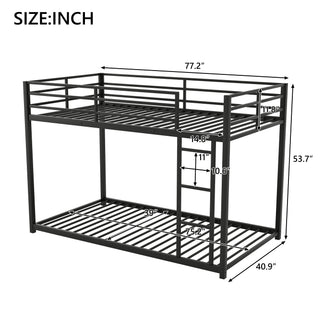 Sunvega Full over Full Metal Bunk Bed with Ladder and Guardrail for Bedroom