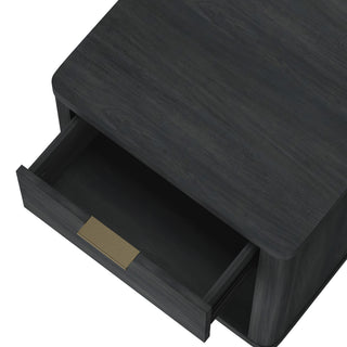 Sunvega Modern Charcoal Gray Nightstand with Drawer and Open Shelf for Bedroom