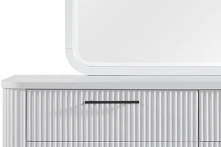 Sunvega White 6 Drawer Dresser with Reeded Fronts and Metal Accent Base