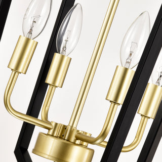 Sunvega 4-Light Matte Black and Gold Modern Industrial Chandelier for Dining Room