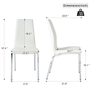 Sunvega Modern PU Upholstered Dining Chair with Electroplated Metal Legs Set of 4