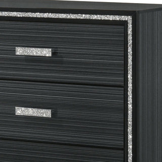 Sunvega Weathered Black Finish Nightstand with Two Spacious Storage Drawers
