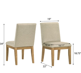 Sunvega Contemporary Solid Wood Dining Chairs with Plush Beige Upholstery, Set of 2