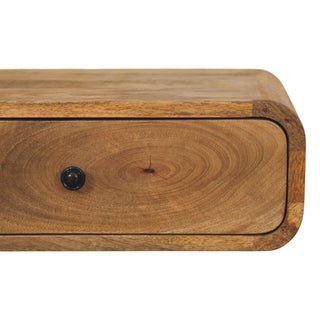Sunvega Wall-Mounted Oak-ish Mango Wood Nightstand with Single Drawer
