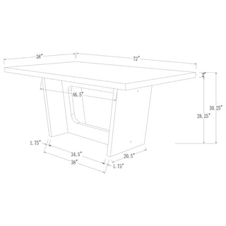 Sunvega Rustic Espresso Oak and Marble Dining Table for Family Gatherings