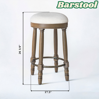 Sunvega 360 Degree Swivel Wooden Bar Stool with Upholstered Seat for Dining and Living Room