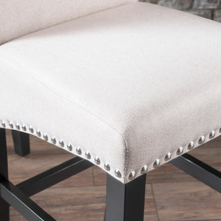 Sunvega Upholstered Counter Stool with Solid Wood Frame and Nailhead Trim