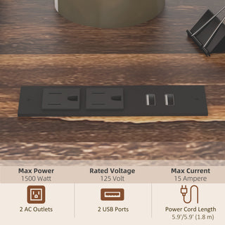 Sunvega Mobile Printer Stand with AC Outlets USB Ports and Adjustable Storage Shelves