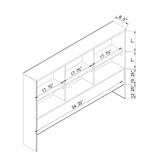 Sunvega Full Bookcase Headboard with Six Shelves Three Adjustable and Rounded Corners