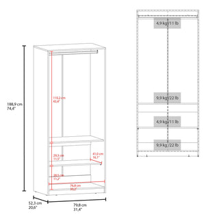 Sunvega Rich Wengue 2-Door Wardrobe with Shelves Hanging Rod and Shoe Rack