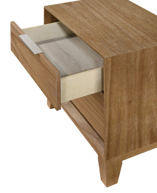Sunvega Contemporary Nightstand with Two Drawers in Natural Wood Finish