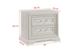 Sunvega Transitional Style White Cream Finish Nightstand with Two Storage Drawers