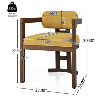 Sunvega Upholstered Rubberwood Dining Chairs with Natural-Grain Look in Yellow