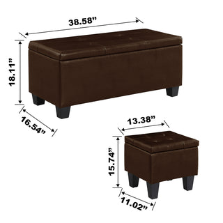 Sunvega Large Storage Ottoman Bench with Tufted Linen Design for Living Room