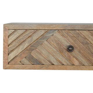 Sunvega Minimalist Wall-Mounted Solid Mango Wood Nightstand with Carved Drawer