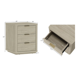 Sunvega Modern Charcoal Gray Nightstand with 3 Full Extension Drawers