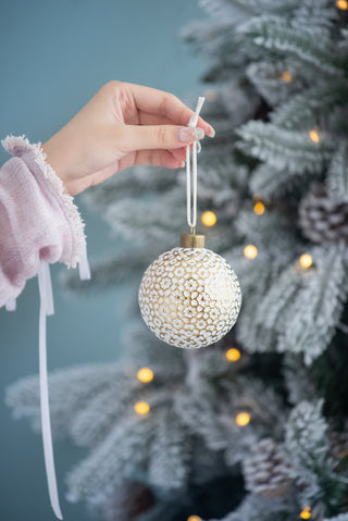 Sunvega Glass Glitter Painted Christmas Ball Ornaments Set of 12 for Holiday Decor